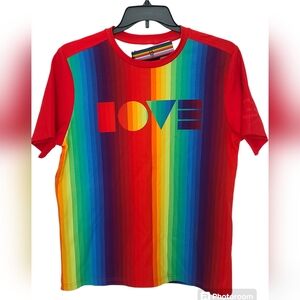 UGG Women's Pride Logo Tee Short Rainbow Red Green Blue Yellow Sleeve Size M